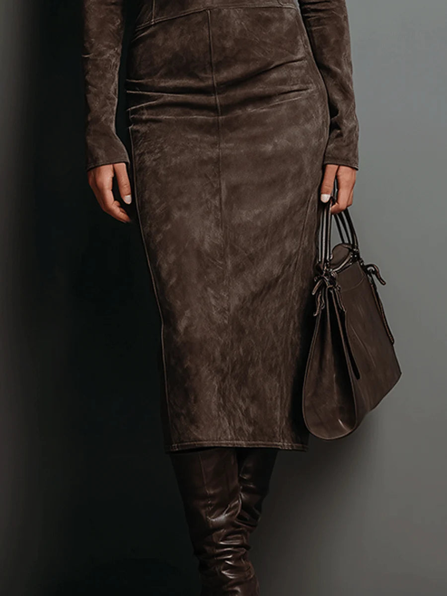 Lorena ║ Abito lungo midi in marrone