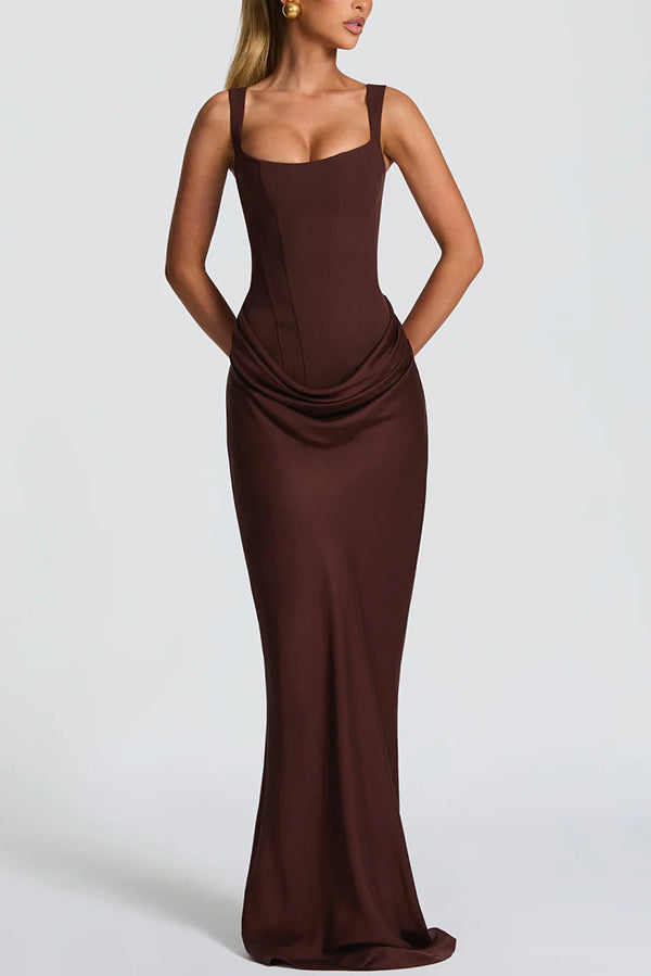 Luna · Abito maxi con scollatura quadrata