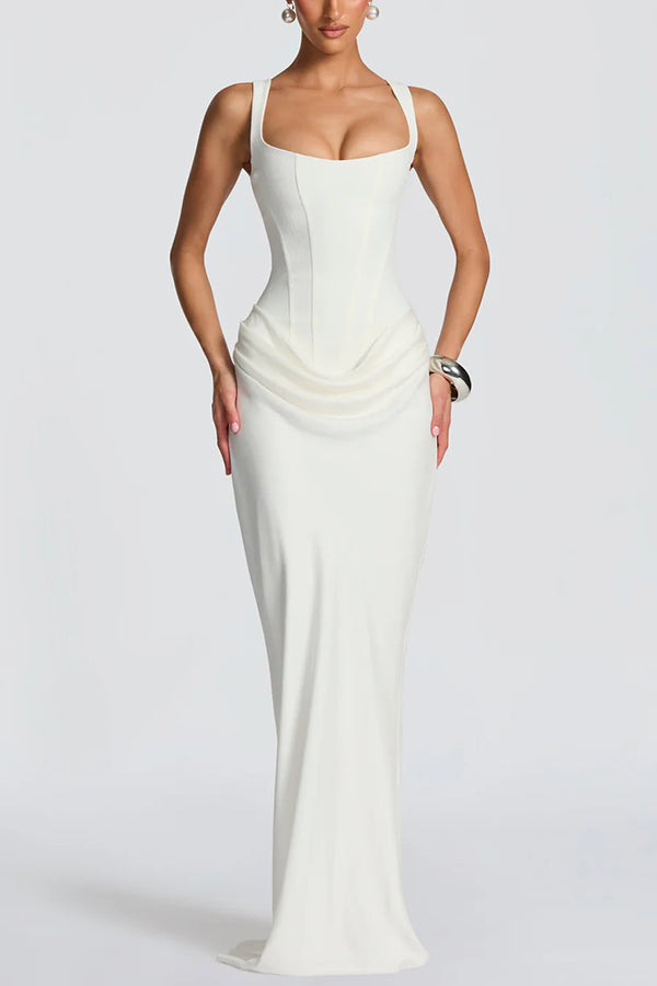 Luna · Abito maxi con scollatura quadrata
