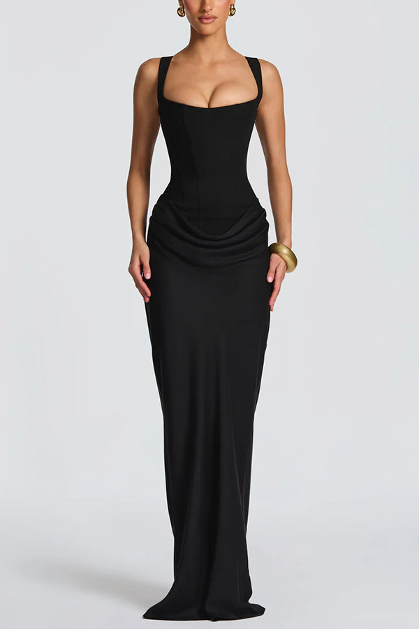 Luna · Abito maxi con scollatura quadrata