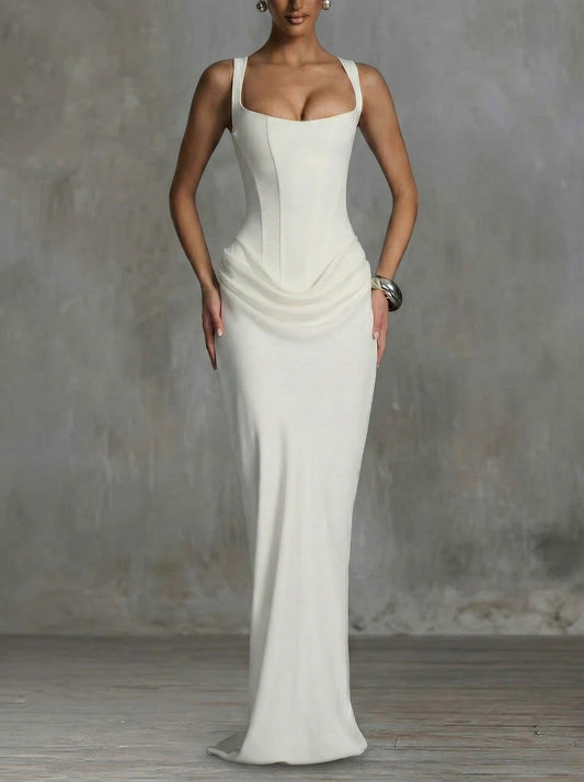 Luna · Abito maxi con scollatura quadrata