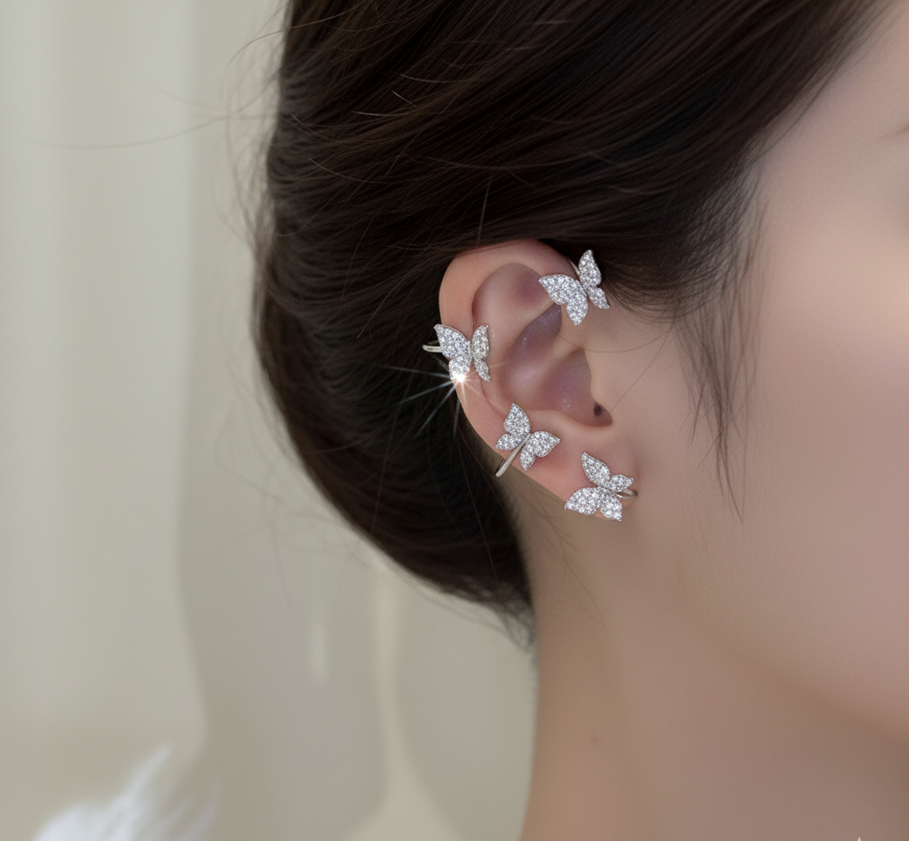 Cuff per Orecchio a Farfalla Celestia – Paio