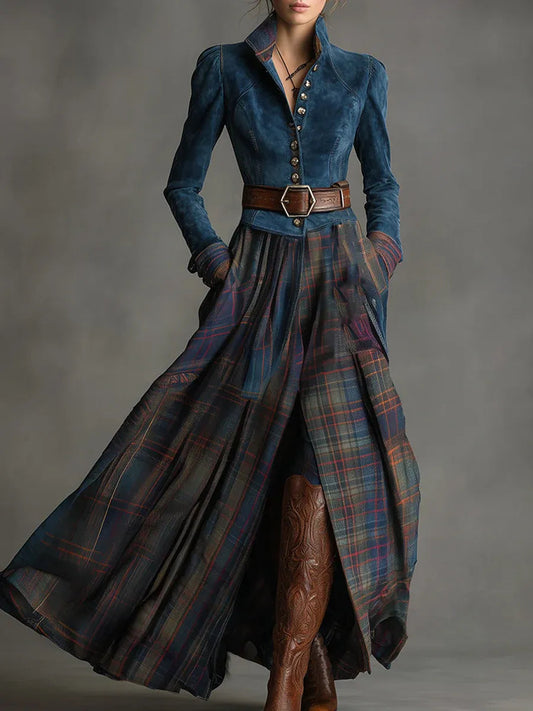 Edurne ║ Maxi Abito in Camoscio Blu