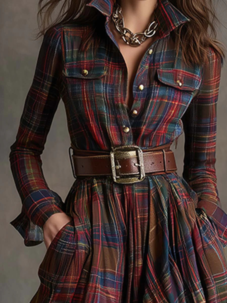 Beatriz ║ Vestito lungo a scacchi con cintura