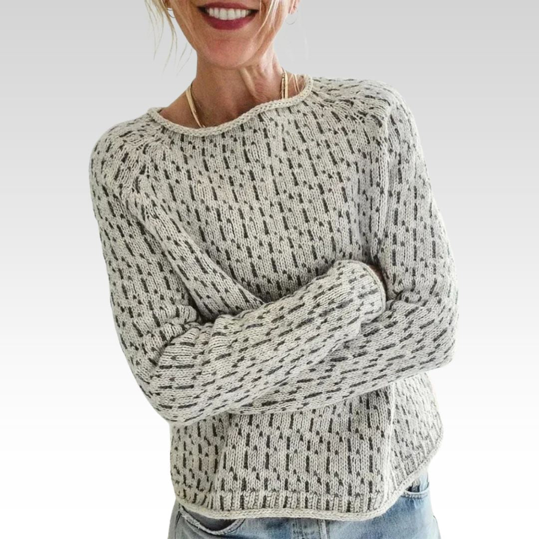 Teresa | Elegante Maglione Grigio con Scollo a Barca