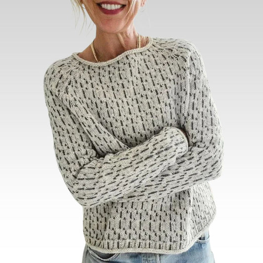 Teresa | Elegante Maglione Grigio con Scollo a Barca
