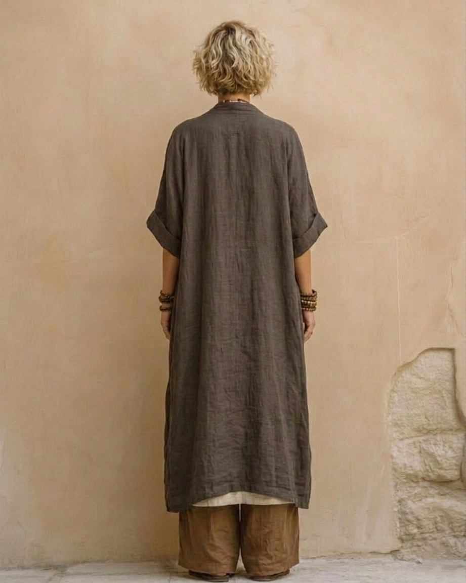 Set di tre pezzi in motivo tribale boho nomade grigio scuro e marrone