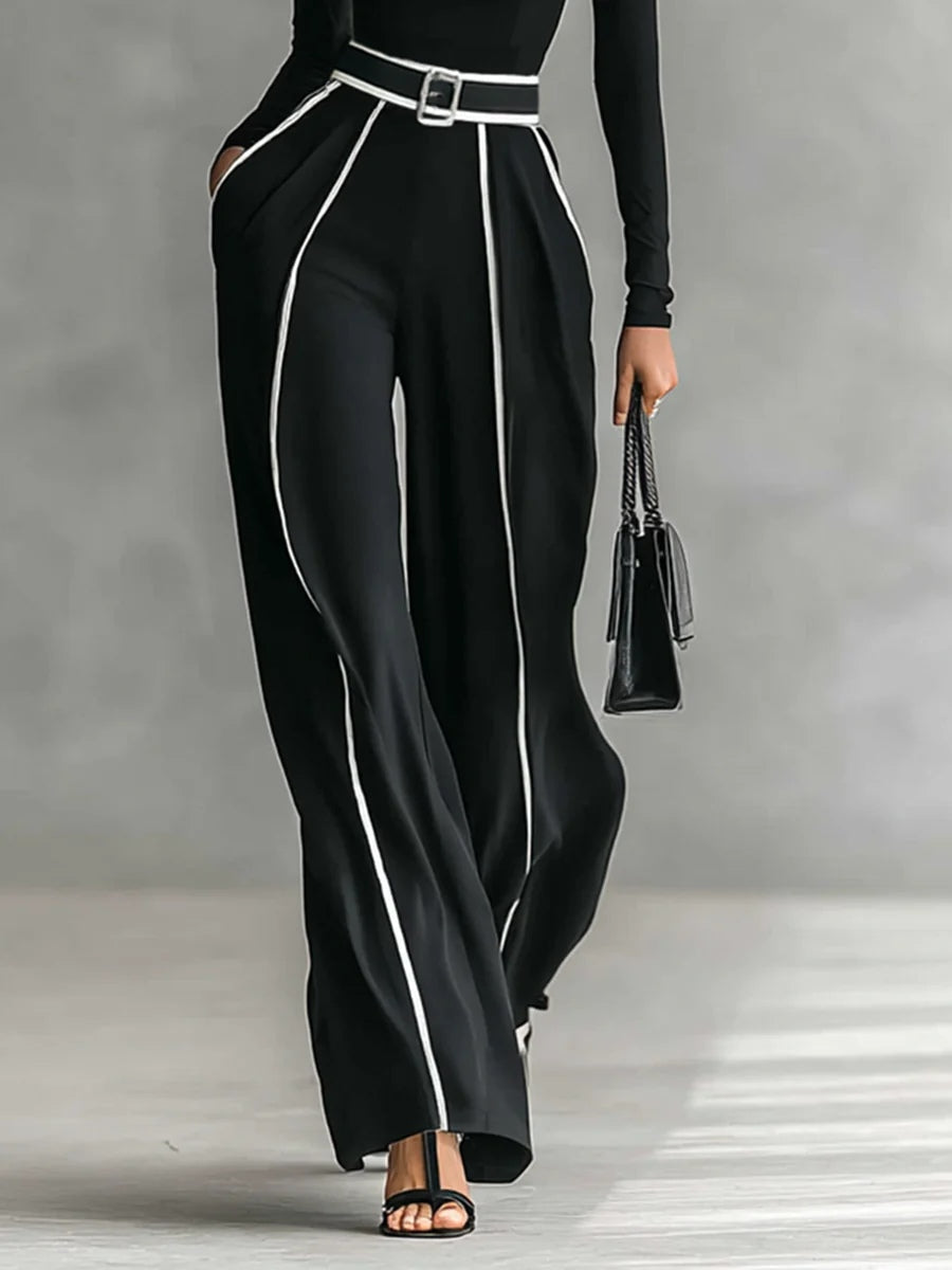 Emma ║ Set Elegante a Due Pezzi con Collo Alto e Pantaloni Ampi