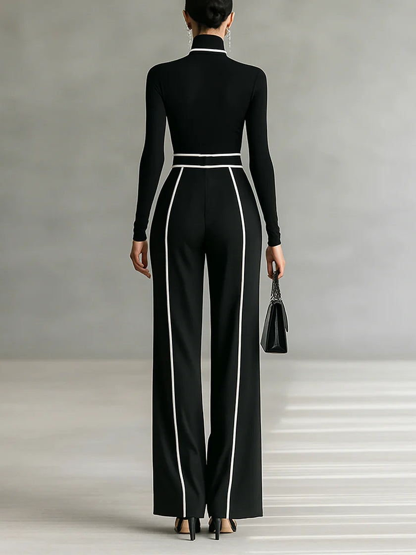 Emma ║ Set Elegante a Due Pezzi con Collo Alto e Pantaloni Ampi