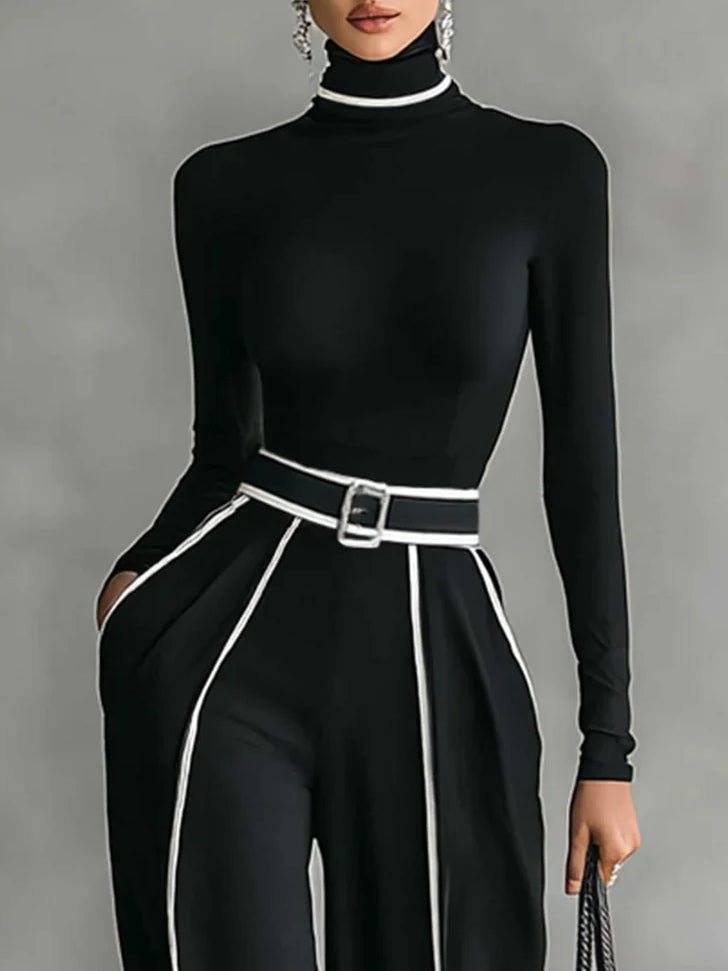 Emma ║ Set Elegante a Due Pezzi con Collo Alto e Pantaloni Ampi