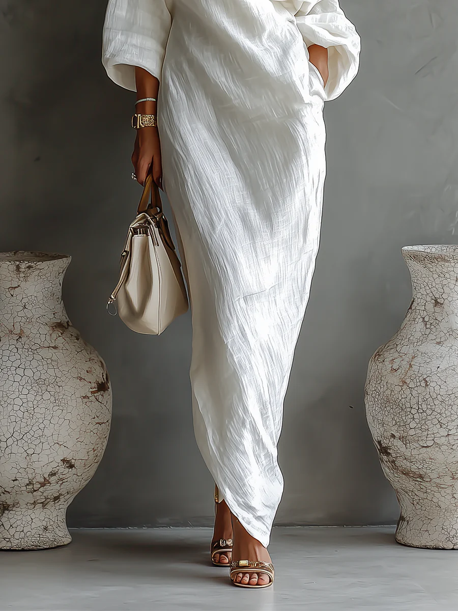 Nerina • Abito maxi elegante e fluido con spalla unica