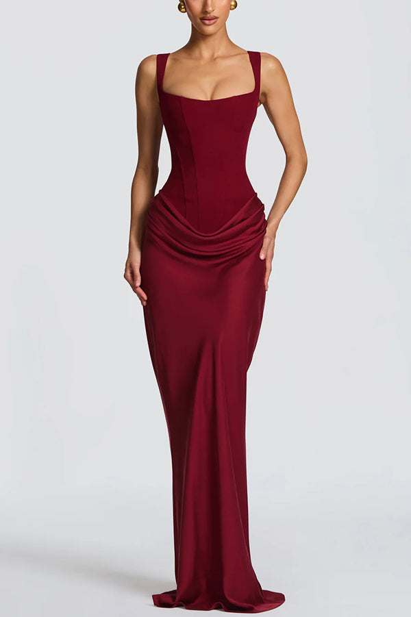 Luna · Abito maxi con scollatura quadrata